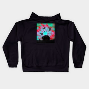 Dark butterflies in surreal mandala landscape Kids Hoodie